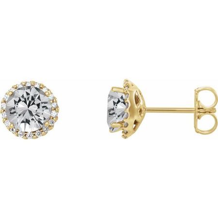 White Diamond Earrings in 14 Karat Yellow Gold 3/8 Carat Diamond Earrings
