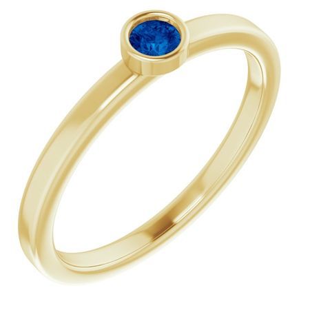 Genuine Sapphire Ring in 14 Karat Yellow Gold 3 mm Round Genuine Sapphire Ring