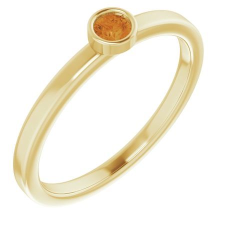 Golden Citrine Ring in 14 Karat Yellow Gold 3 mm Round Citrine Ring