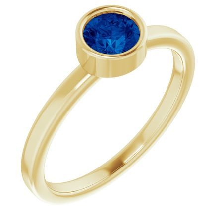 Genuine Sapphire Ring in 14 Karat Yellow Gold 5 mm Round Genuine Sapphire Ring