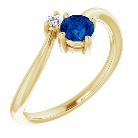 Genuine Sapphire Ring in 14 Karat Yellow Gold Genuine Sapphire & .025 Carat Diamond Ring