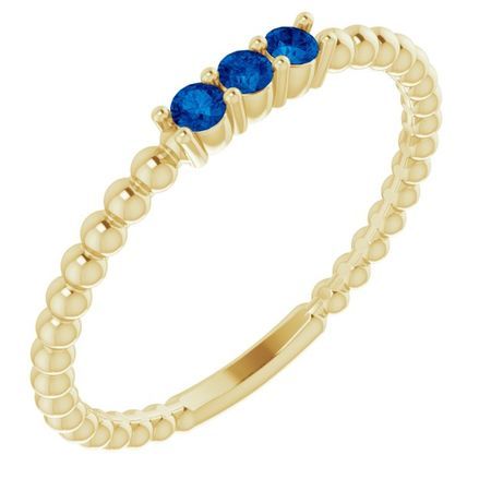 Genuine Sapphire Ring in 14 Karat Yellow Gold Genuine Sapphire Beaded Ring