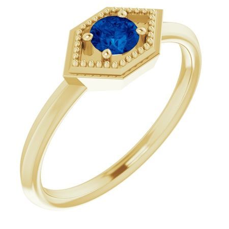 Genuine Sapphire Ring in 14 Karat Yellow Gold Genuine Sapphire Geometric Ring