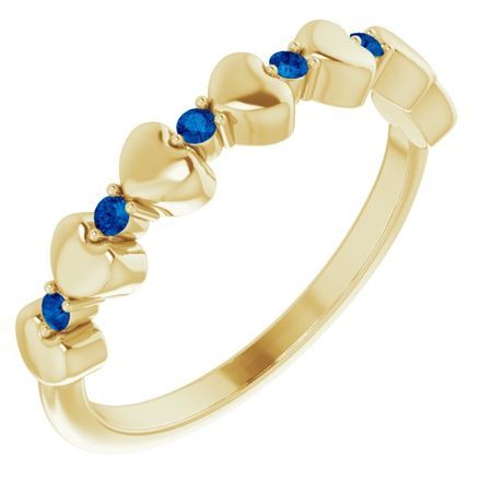 Genuine Sapphire Ring in 14 Karat Yellow Gold Genuine Sapphire Stackable Heart Ring