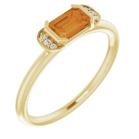 Golden Citrine Ring in 14 Karat Yellow Gold Citrine & .02 Carat Diamond Stackable Ring