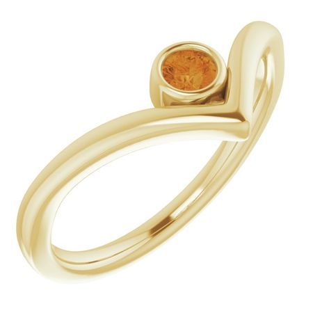 Golden Citrine Ring in 14 Karat Yellow Gold Citrine Solitaire Bezel-Set 