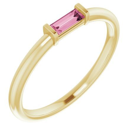 Pink Tourmaline Ring in 14 Karat Yellow Gold Pink Tourmaline Stackable Ring