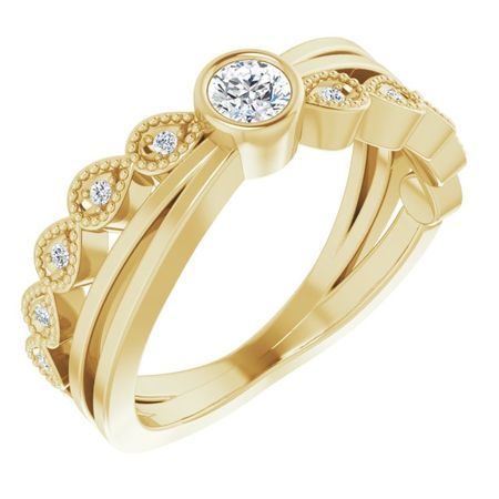 Genuine Sapphire Ring in 14 Karat Yellow Gold Sapphire & .05 Carat Diamond Ring