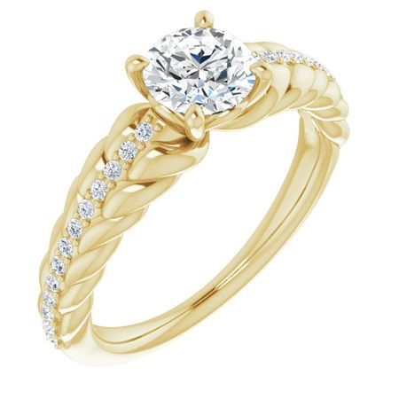 Genuine Sapphire Ring in 14 Karat Yellow Gold Sapphire & 1/8 Carat Diamond Ring