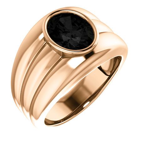 14 Karat Rose Gold Onyx Men's Bezel Ring
