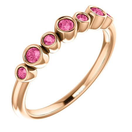 14 Karat Rose Gold Pink Tourmaline Bezel-Set Ring