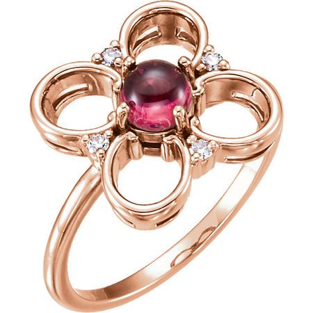 Buy 14 Karat Rose Gold Pink Tourmaline & Diamond Clover Ring