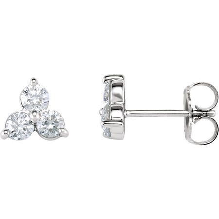 White Diamond Earrings in 14 Karat White Gold 0.20 Carat Three-Stone Diamond Earrings