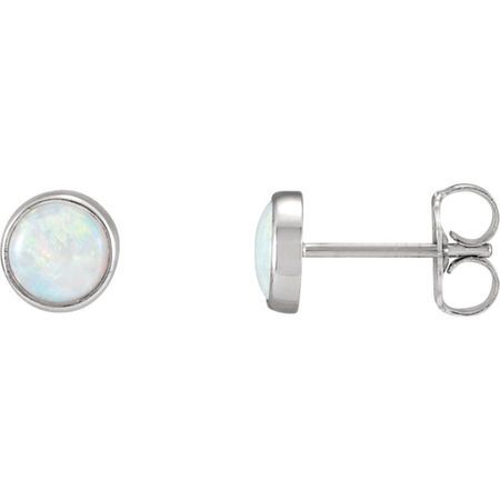 14 Karat White Gold Bezel-Set Opal Earrings
