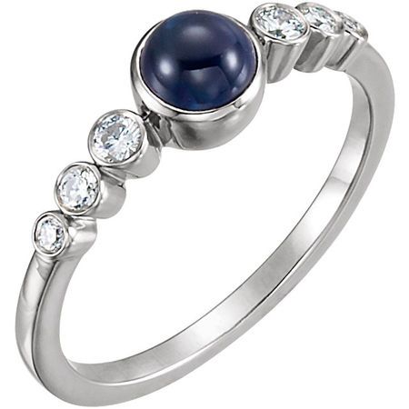 Shop 14 Karat White Gold Blue Sapphire & 0.17 Carat Diamond Ring