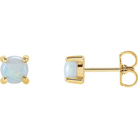 14 Karat Yellow Gold Opal Cabochon Earrings