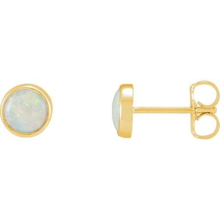 14 Karat Yellow Gold Bezel-Set Opal Earrings