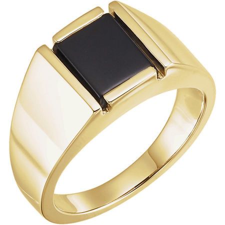 14 Karat Yellow Gold Onyx Men's Ring