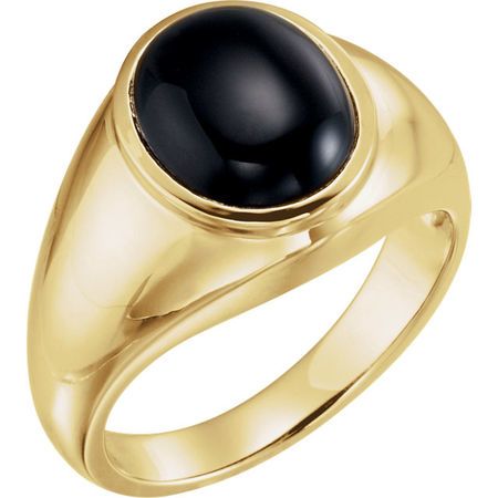Fabulous 14 Karat Yellow Gold Oval Genuine Onyx Ring