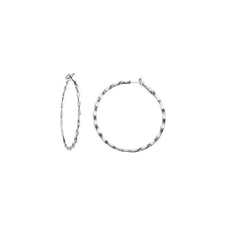 Natural Diamond Earrings in 18 Karat Natural Gold 1/2 Carat Diamond Inside-Outside 31 mm Hoop Earrings