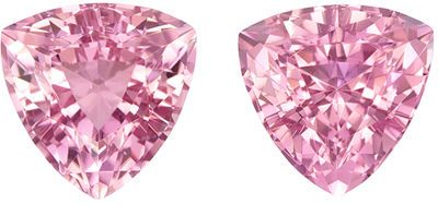 Natural Loose 2.92 carats Pink Tourmaline Trillion Gemstone Pair, 7.2 mm