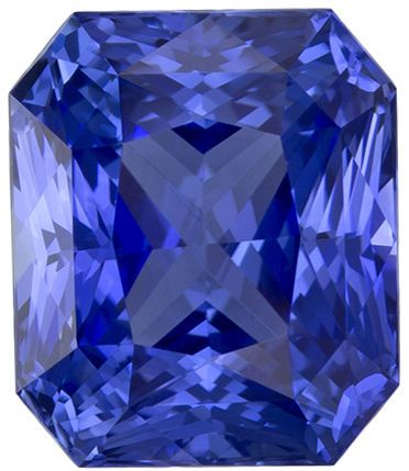 3.46 carats Blue Sapphire Loose Gemstone in Radiant Cut, Rich Blue, 8.4 x 7.1 mm