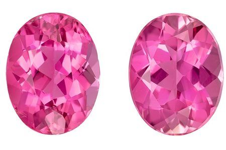 Loose Pink Tourmaline Gemstone Pair, 3.5 carats, Oval Cut, 8.9 x 6.9 mm, Highly Selected Gems