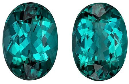 Great Deal on Blue Green Tourmaline Faceted Gems, 3.78 carats, Oval Cut, 9.3 x 6.6  mm , Matching Pair