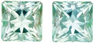 Exceptionally Fine Seafoam Color Tourmaline Matched Pair, 3.82 carats, Radiant Cut in 6.7mm Size