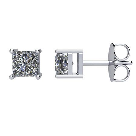White Diamond Earrings in 14 Karat White Gold 0.75 Carat Diamond Earrings