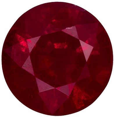 5.7 mm Ruby Genuine Gemstone in Round Cut, Rich Red, 0.99 carats