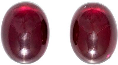 Excellent Well Matched Rhodolite Gemstone Pair in Cabochon Cut, 9 x 7 mm, Vivid Raspberry Red, 5.81 carats