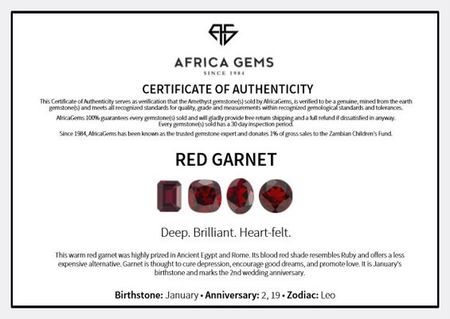 Antique Square Genuine Red Garnet in Grade AAA
