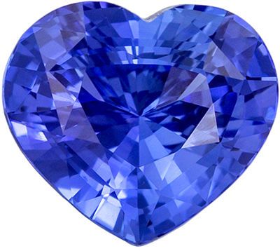 Attractive Blue Sapphire Loose Gem, Heart Cut, Vivid Rich Blue, 8 x 7.2 mm, 2.06 carats