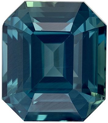 Attractive Genuine Loose Blue Green Sapphire Gem in Emerald Cut, 8.8 x 7.7 mm, Teal Blue Green Color, 3.98 carats