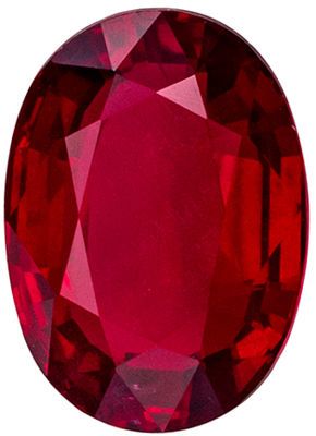 Attractive Ruby Genuine Gemstone, 7.3 x 5.2 mm, Open Rich Red, Oval Cut, 1.32 carats