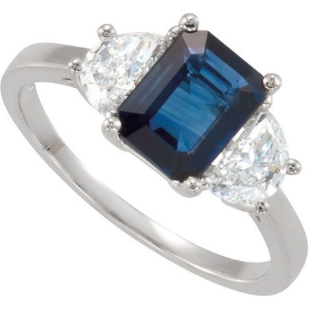 Genuine Blue Sapphire & Diamond Accented Ring