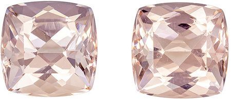 Matched Morganite Gemstones in Vivid Medium Peach Color in Gorgeous Cushion Cut, 6.9 mm, 2.84 carats