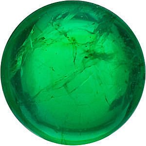 Cabochon Cut Round Genuine Emerald in Grade AAA