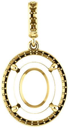 Dangle Halo Accented Pendant Mounting for Oval Gemstone Size 6 x 4mm to 12 x 10mm