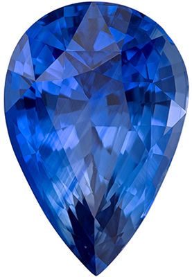Deal On Genuine Loose Blue Sapphire Gem in Pear Cut, 9.6 x 6.5 mm, Vivid Medium Blue Color, 2.3 carats