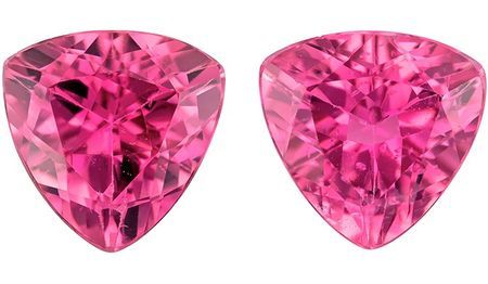 Deal on Pink Tourmaline Trillion Shaped Gemstones Matching Pair, 2.4 carats, 7mm - A Beauty of A Gem