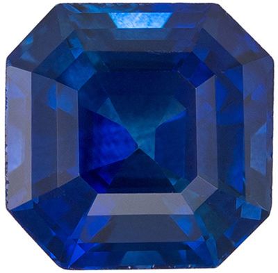 Desirable Genuine Blue Sapphire Gem in Emerald Cut, 6.1 mm in Gorgeous Vivid Rich Blue, 1.51 carats