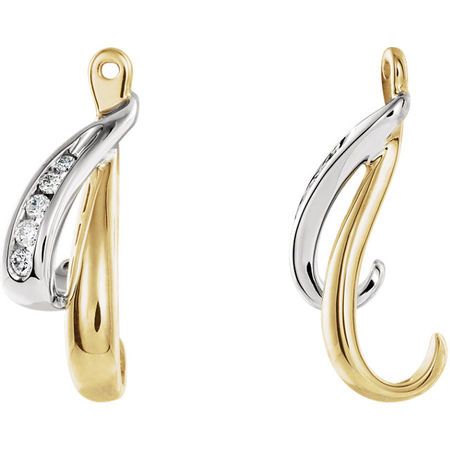 Diamond Earrings in 14 Karat Yellow Gold & White 0.17 Carat Diamond Earring Jackets