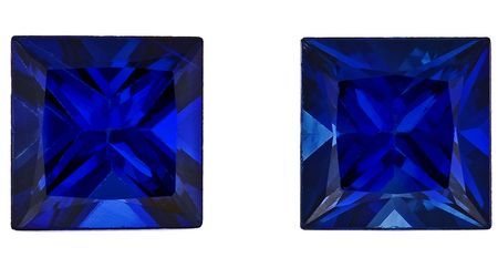 Earring Blue Sapphire Gemstone Pair 0.94 carats, Princess Cut, 4.3  mm, with AfricaGems Certificate