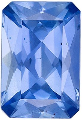Genuine Loose Blue Sapphire Gemstone in Radiant Cut, 0.67 carats, Vivid Light Blue, 6 x 4 mm