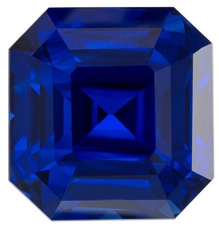 Faceted Blue Sapphire Gem, 4.05 carats Emerald Cut in 8.21 x 7.92 x 6.39 mm size in Gorgeous Blue Color With GIA Certificate