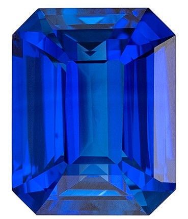 Faceted Blue Sapphire Gemstone, 2.05 Carats, Emerald Shape, 8 x 6.3mm, Excellent Royal Blue Color