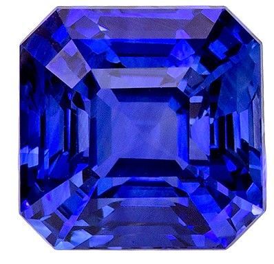 Faceted Loose 3.06 carats Sapphire Loose Gemstone in Emerald Cut, Intense Blue, 7.4 x 7.3 mm