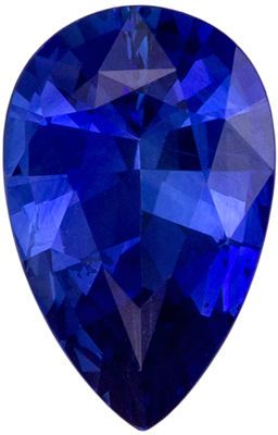 Faceted Loose 8 x 5.1 mm Sapphire Loose Gemstone in Pear Cut, Medium Blue, 0.89 carats